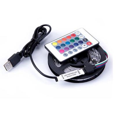 China Residential 5V USB LED Strip 5050 RGB TV Background Bright Strip USB Connector RGB LED Strip Light with Mini Control for sale