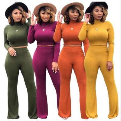 China High quality anti-static women multi wide leg fashion autumn color pants two-piece set for sale