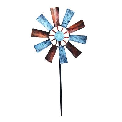 China Art Outdoor Durable Rustproof Plug-in Decoration Europe Garden Windmill Rotating Metal Handwork Ornaments for sale