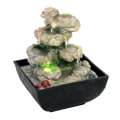 China Worlwide Mini Small Size Fountain Resin Craft Ornament Business Gift Living Room Indoor Office Bedroom Rockery Feng Shui for sale