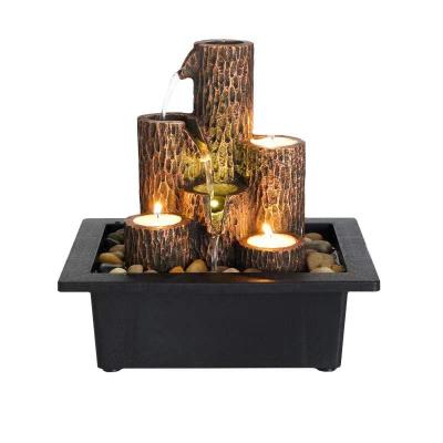 China Hot Selling Europe Amazon Fountain Office Bedroom Craft Ornament Home Decorative Resin Candle Holder Indoor Waterfall for sale