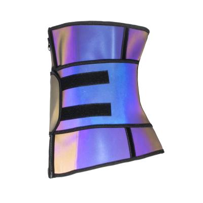 China Detachable Training Trainer Customized QUICK DRY Logo Glitter Hollograph Color Latex Corset Belt Weight Loss Waist Shaper for sale