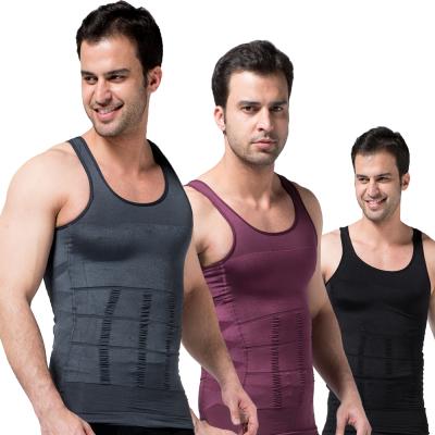 China Summer Breathable Warm Skin Friendly T-shirt Workout Fitness Shapewear Abdomen Tummy Control Body Shaper Diet Vest For Men for sale