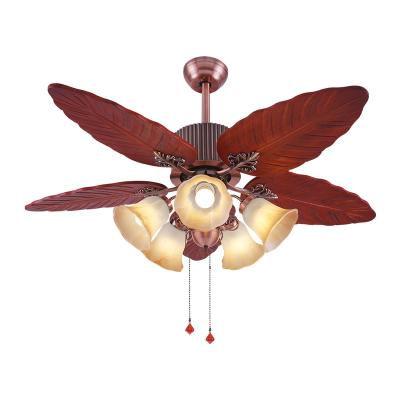 China Factory price 5 blades and 3 shades Orient luxury indoor contemporary modern decorative antique ceiling fan with lamp for sale