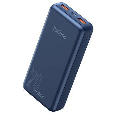 China Fast Charge Support Yoobao Quick Charge Power Turbo 20000 mAh Portable Compact Charger SCP22.5W PD 20W Two Output Type-C Fast Power Charge Bank for sale