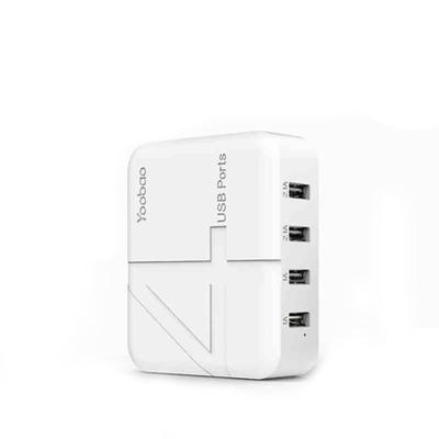 China Mobile Phone and Tablet USB Charger Socket 4-Port Desktop Charger with UK EU US Travel Adapter for sale