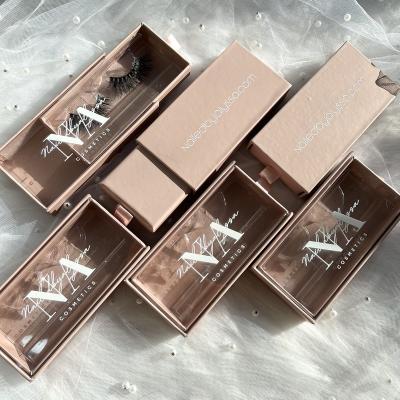 China Custom Box 3D Mink Eyelashes Private Label Faux Mink Lashes Soft Brown Case Packaging Custom Bare Lashes Strips for sale