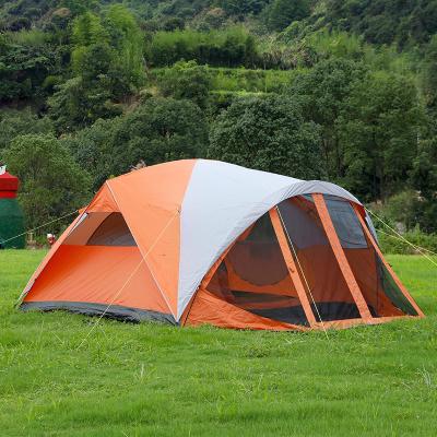 China Diagonal Tying Type 6 Man Double Layer Luxury Outdoor Waterproof Family Hiking Camping Easy Tent for sale