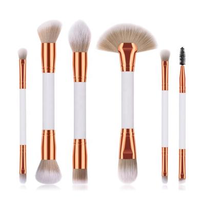 China Double Ended Face Brush 6PCS Double Sided Eye Makeup Brush Fan Brush Flat Brush for sale