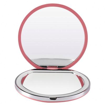 China Mini portable lighted LED makeup mirror with light makeup girl with a small round mirror wholesale for sale