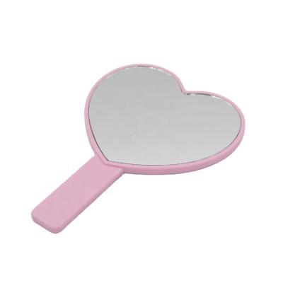 China Wholesale Custom Makeup Vanity Mirror Skyey Logo Heart Makeup Hand Mirror Custom Made Plastic Single Sided For Girls for sale