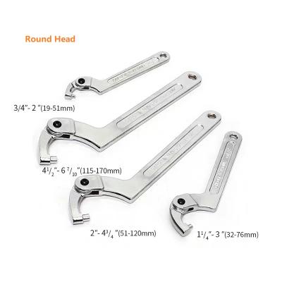 China Multifunctional Cover Head Round Adjustable Semicircle Head Meter Carbon Steel Hook Nut Hook Wrench Tool for sale