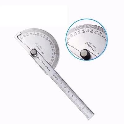 China Stainless Steel Angle Ruler Hand Angle Measuring Ruler 180 Degree Double Angle Steel Single Protractor Arm Protractor for sale