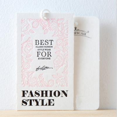 China Luxury Paper Art Sustainable High Quality Brand Hang Tags For Garment With String for sale