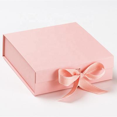 China Recycled Materials Luxury Gift Packaging Rose Gold Gift Boxes With Ribbon for sale