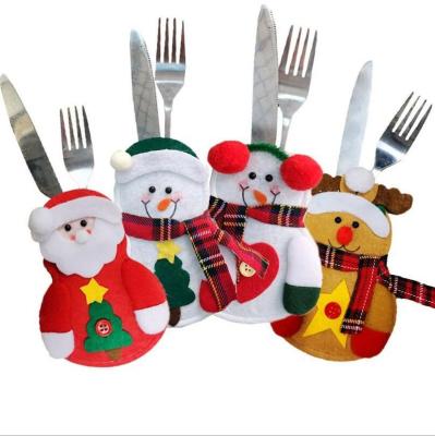 China Modern Creative Home Christmas Decoration Snowman Knife and Fork Bag Table Cutlery Set for sale