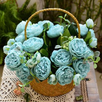 China Europe 5 Heads Artificial Flower Bouquet Touch Roses Real Wedding Home Office Decor for sale