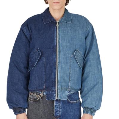 China Custom Hot Sale QUICK DRY denim OEM casual bomber jackets grow color block mens unisex designer denim jacket for sale