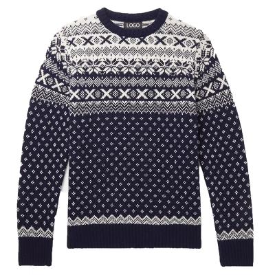 China Anti-wrinkle high quality winter custom warm wear navy and heavy 100% wool white sweater knit sweater pattern men sweater for sale