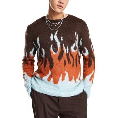 China Anti-wrinkle OEM Custom Design Factory Wholesale Men's Standard Round Neck Soft Knit Fuzzy Mohair Men Sweater for sale