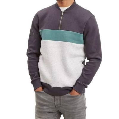 China Custom Color Block High Quality Anti-Wrinkle Half Zipper OEM New Arrivals Crewneck Designer Men's Casual Sweatshirts for sale