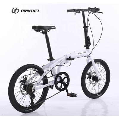 China Custom Foldable 20 Inch GOMID Folding City Bike with SHIMANO TX30-7 Speed Gear Shift Lever and Aluminium Alloy Frame for sale