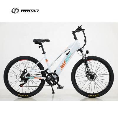 China Lightweight Aluminium Alloy Electric Mountain Bicycle With Shimano 6 Speed Derailleur for sale