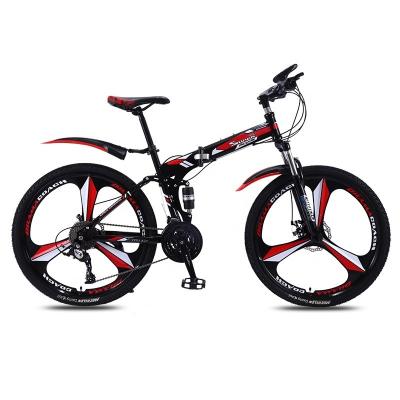 China Bicicleta de acero al carbono personalizada bicicleta plegable bicicleta de montaña suspensión completa bicicleta plegable negro rojo grueso neumático de fondo en venta