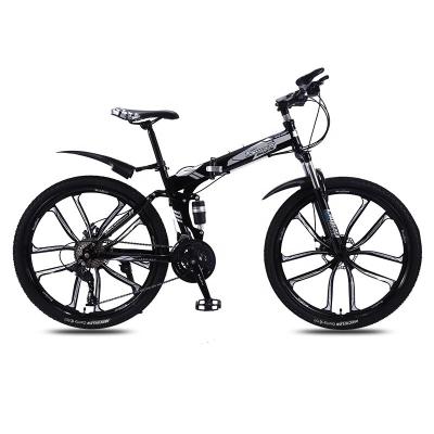 China Customized OEM Carbon Steel Frame Folding Bikes Full Suspension Mountain Bicycle with Ordinary Pedal for sale