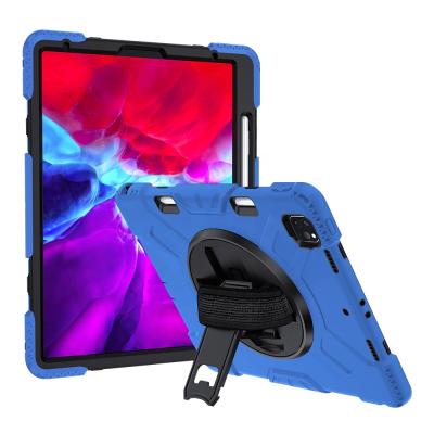 China Child Friendly Silicone Cover For iPad Pro 12.9 2018/2020/2021 Rubber Spinning Tablet Case With Pencil Holder for sale