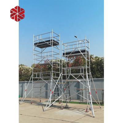 China 10 meters modern scaffolding silver aluminum material layher for height 8 meters with castor and without for sale