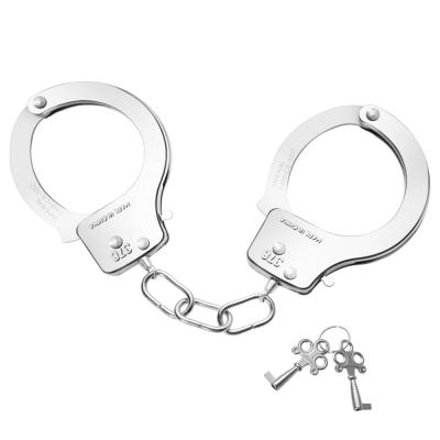 China Double Locking System Stainless Steel Metal Handcuffs With Key Accessories Metal Handcuffs Toys for sale