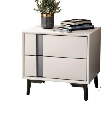 China Small Full Solid Wood Simple Modern Light Luxury Bedroom Table Bedside Lockers Beige Solid Wood Bedside Cabinet for sale