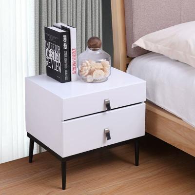 China Hot sale bedroom furniture cabinets stainless steel nightstand strong modern table position wood bedside table for sale