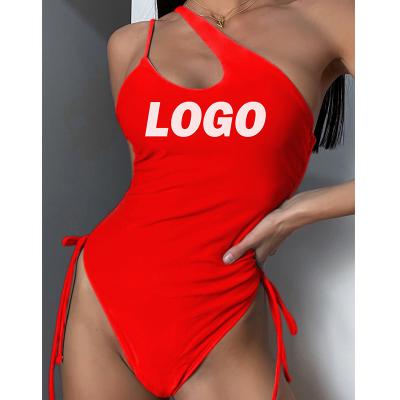 China Custom Personal Bikini Size Label Tie Swimsuit One Piece Fabric Breathable Swimwear Eco-Friendly Beach Wear for sale