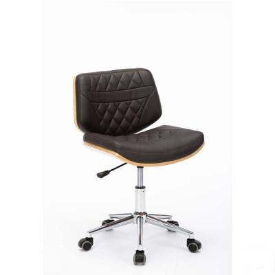 China (Height) M&C Adjustable Swivel Bentwood Plywood Leather Meeting Staff Office Low Back Chair for sale