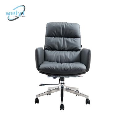 China Wholesale Price Boss Modern Luxury Mid Back Adjustable Swivel Chair Black Pu Leather Computer Chairs Executive Ergonomic Office Chair for sale