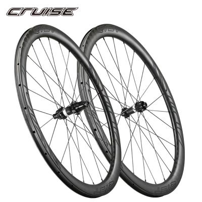 China Road Bikes 700C BRKE Wheelset Super Light Depth Anvil Tubular Road Bike Wheels DISC 35 40 50mm Carbon Tubeless Bicycle Wheelset for sale