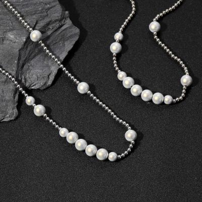 China Hip Hop Fashion Jewelry Hip Hop Stainless Steel Bead Necklace Around Necklace Women Men Beaded Clavicle Chain for sale