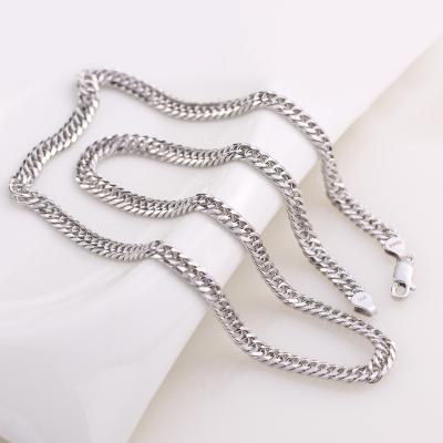 China Men's Chain Necklace S925 Sterling Silver Cuban Chain Double Buckle High Quality Denim Punk Hip Hop Jewelry for sale