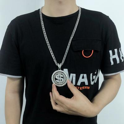 China Hiphop Hip Hop Men's Exaggerated 18k Gold Plated Diamond Pendant padlocks cubanas fashion kolye erkek US dollar sign pendant necklace for sale