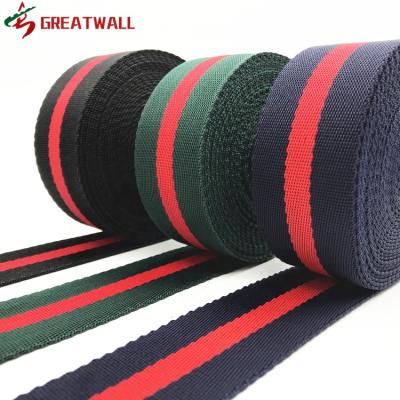 China Other Factory Manufacturer Wholesale Twill Stripe Webbing Polypropylene Webbing Red Green Strap for sale