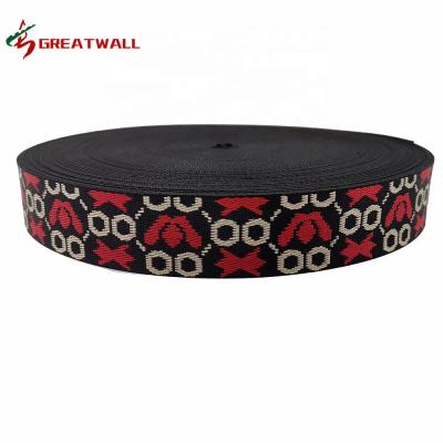 China Accept High Tenacity Factory Supply Customized Patterned 38mm Nylon Polyester Jacquard Webbing Straps for sale