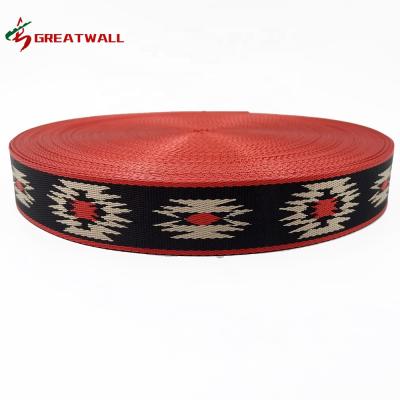 China High Tenacity Factory Supply Custom 38mm Patterned Jacquard Nylon Webbing Ties Polyester Bags Straps for sale