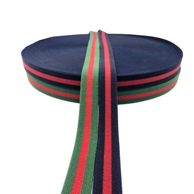 China Elastic factory 25mm wide green and red woven elastic band strong / good elasticity for shoes for sale