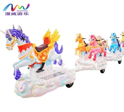 China New Design PVC Mini Playground Train Amusement Outdoor Happy Horse Trackless Train Beautiful For Kids To Ride For Shopping Mall for sale