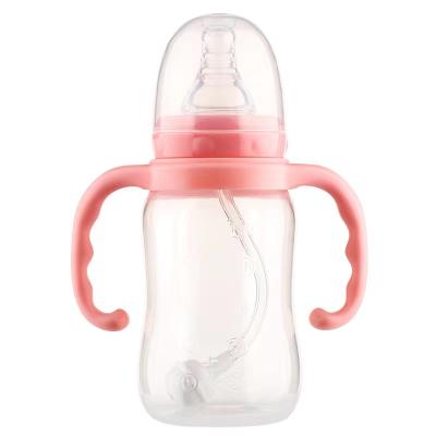 China BPA Free Silicone Baby Nipple Baby Feeding PP Bottle Set With Handle Safety PP Material Feeder Feeding Bottle for sale