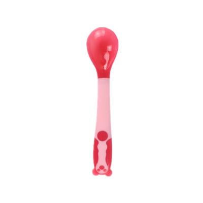 China BPA Free Bendable Thermochromic Baby Spoon Baby Supplement Tableware Silicone Baby Spoon Fork Set for sale