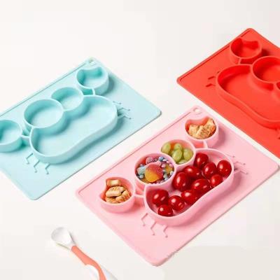 China Minimalist Baby Dinner Dishes Silica Gel Cartoon Tableware Crab Shape Dish Dish Set Multiple Grids Baby Silicone Eco-Friendly Tableware for sale