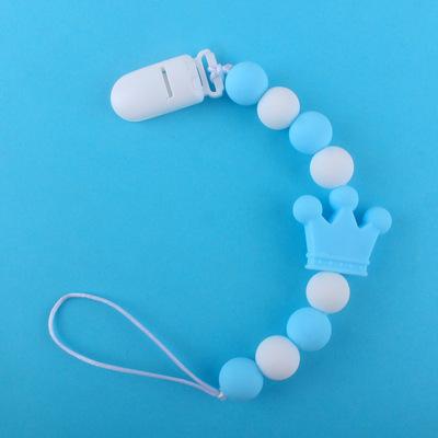 China Soft Chain Toy High Quality Silicone Pacifier Anti-Drop With Crown Chain Baby Nipple Clips Eco-Friendly for sale